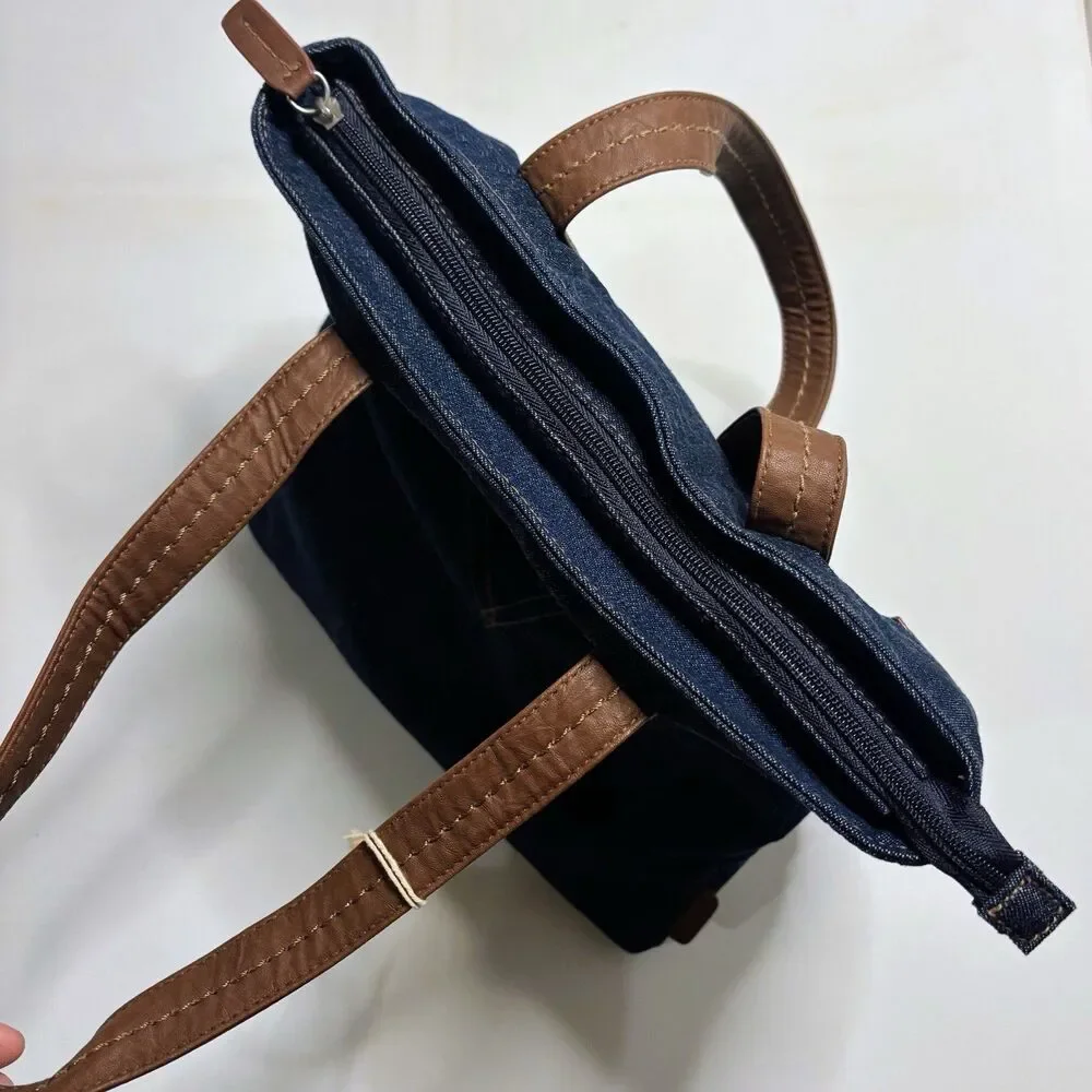 NWT Levi's Denim Tote Purse Navy Blue Indigo Jean Shoulder Farmers Market Bag 90